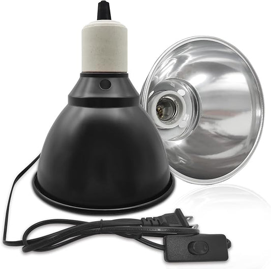 5.5 Inch Deep Dome Reptile Lamp Bulb Fixture with 3 Kinds Switch - Ideal for 50W/75W/100W/150W Heat Lamp Bulbs, E26 Compatible with UVA/UVB/Basking Heat Bulbs, Supports Up to 150 watts