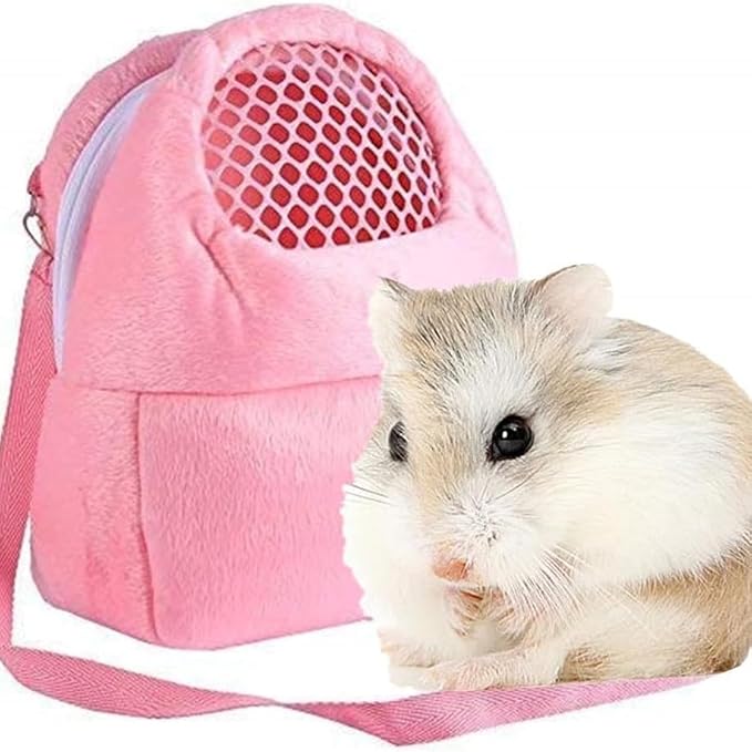 Pet Carrier Backpack for Small Animals, Travel Handbag for Cat, Puppy, Guinea Pig, Hedgehog, Hamster (Pink, Large)