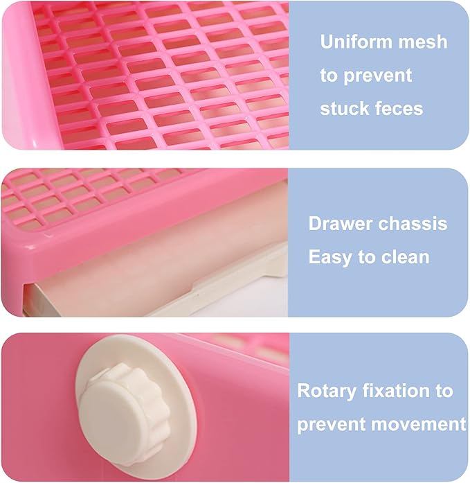 kathson Rabbit Litter Box Trainer Small Animal Potty Corner Toilet with Drawer Pet Cage Pan Litter Bedding Box for Adult Guinea Pig Hamster Bunny Ferret Galesaur Mouse Squirrel (Pink)
