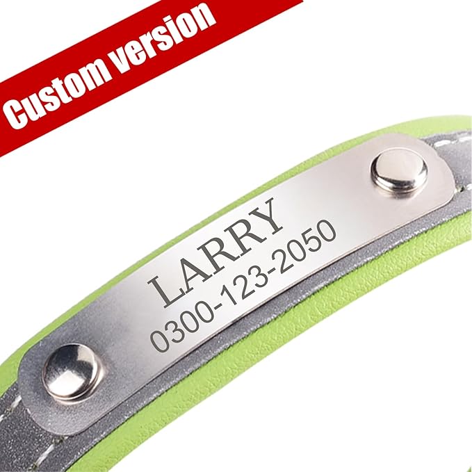 Yonsbox Custom Personalized Reflective Dog Collar with Name Plate Engraved Cute Dog Collars for Male Female Boy Girl Medium Dogs Red, M