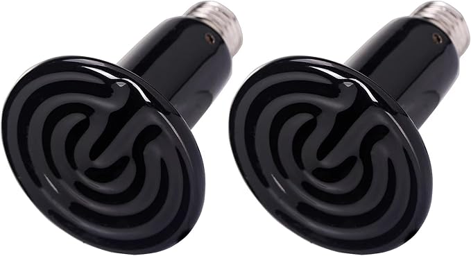 100W 2PCS Reptile Heat Lamp Black Ceramic Heat Emitter,Infrared Heater Bulb for Pet Coop Heater Chicken Lizard Turtle Brooder Aquarium Snake