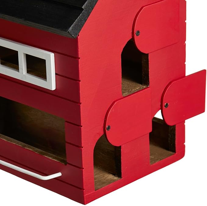 Glitzhome Wooden Bird Houses, Hand Painted Hanging Bird House for Outdoors,10.25" H Modern Functional and Decorative Outdoor Garden Birdhouse for Finch Bluebird Cardinals Swallow Wren Chickadee, Red