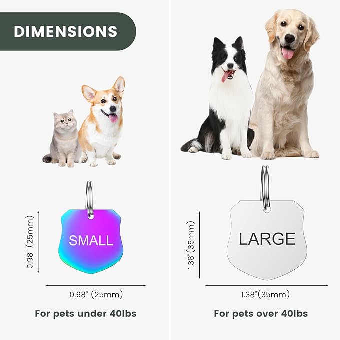 Dog Tags Engraved for Pets - YEHANTI Personalized Dog Tags with Lovely Icons, Durable Stainless Steel Pet ID Tags for Small Large Dogs Cats, Custom Dog Name Tags Engraved on Both Sides (Badge)