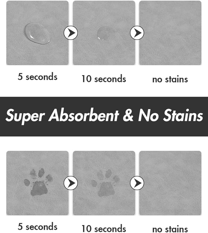 Absorbent Dog Food Mat-Cat Dog Mat for Food and Water Bowl, Quick Dry Pet Food Mat, No Stains Dog Feeding mat, Dog Accessories Pet Supplies Mat-Dog Water Bowl Mat for Messy Drinkers