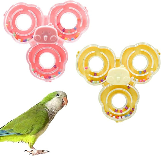 2 Pack Spinning Bird Toy, Bird Cage Accessories, Interactive Enrichment Chewing Exercise Toy for Budgies, Cockatiels, Quaker, Lovebirds, Conure, Green Cheek, Small to Medium Birds