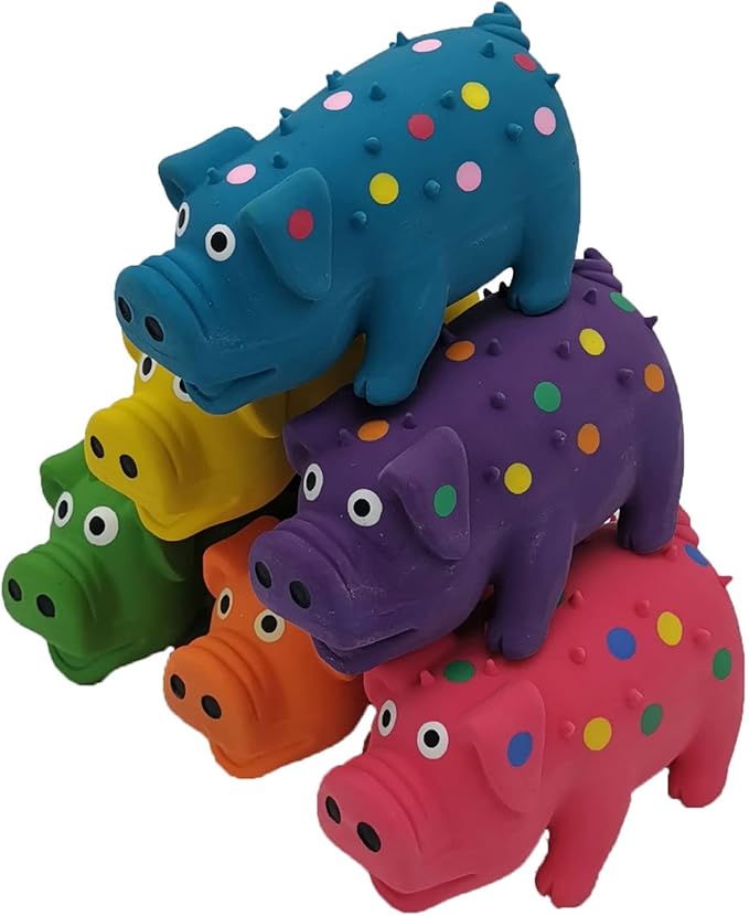 6 Pack 4 Inch Mini Latex Dog Squeaky Toys Polka Dot Piglet Pig Dog Toy for Mimi Small Dogs