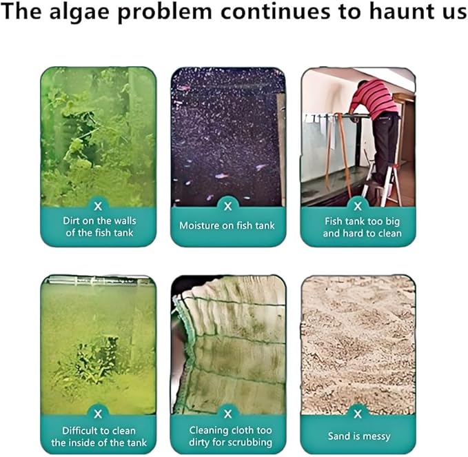 Lominie Algae Scraper for Glass Aquariums, Extends to 25.6" Fish Tank Cleaner, Stainless Steel Algae Scraper for Fish Tank with 10 Blades, Aquarium Glass Cleaning Tools, Cleaning Accessories