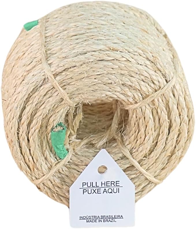 Premium Brazilian Sisal Rope, Natural Fiber 100% Sisal, Ultra Durable, Chemical-Free, Ideal for DIY, Cats, Scratching Post Replacement, Home Decor, Garden, Crafting (1/6” 100 ft / 4mm 30m)