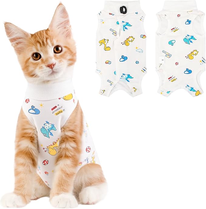 Cat Recovery Suit Female, Breathable Cat Onesie After Surgery Female for Abdominal Wounds or Skin Diseases, Surgery Recovery Suit Kitten Onesie After Spay Wear Anti Licking