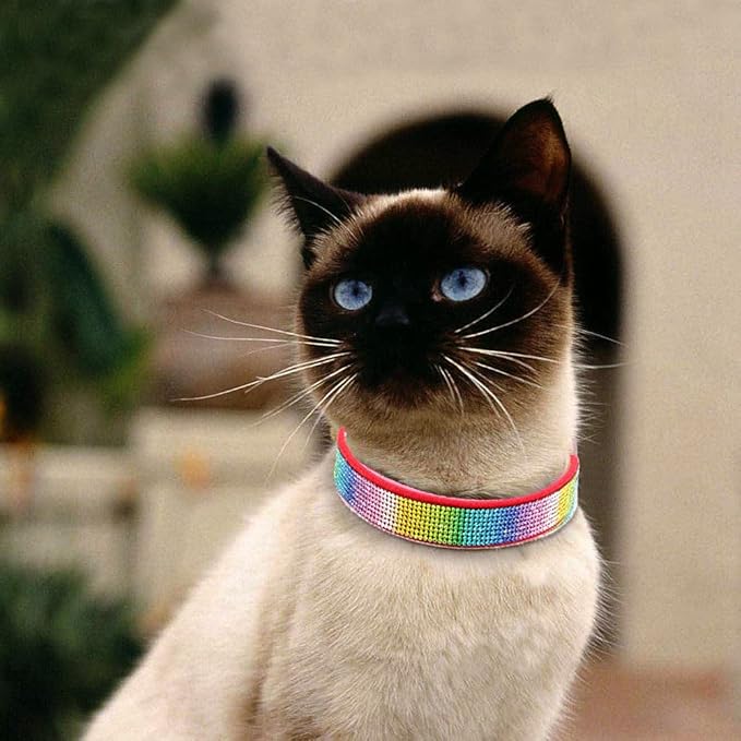 Cute Dog Collar with Bling Rhinestone, Fancy Crystal Diamond Glitter Pretty Jewel Soft Cat Collars for Small Medium Large Breed Dogs Girl Female Pet Puppy Kitten Terrier (XXS, Red3)