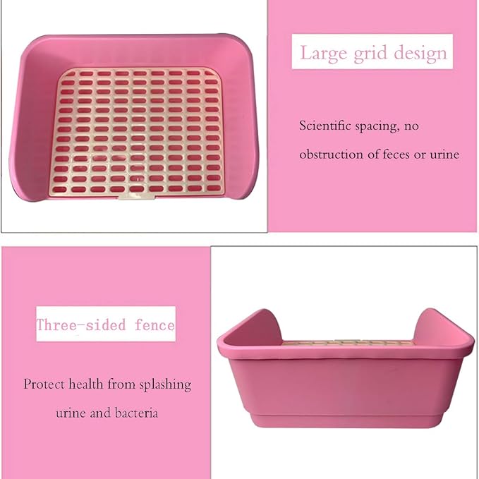 Hamiledyi Large Rabbit Litter Box Corner Bedding Box Chinchilla Toilet Trainer Square Potty Pet Pan for Adult Guinea Pig, Galesaur.Ferret and Other Animals