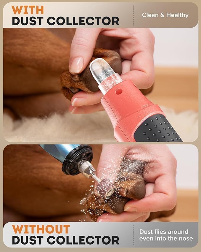 YABIFE 7-Speed Pet Nail Grinder with Light – Heavy Duty, Whisper Quiet Nail Trimmer for Dogs, Cats, Birds & Small Animals – Single-Handed Operation