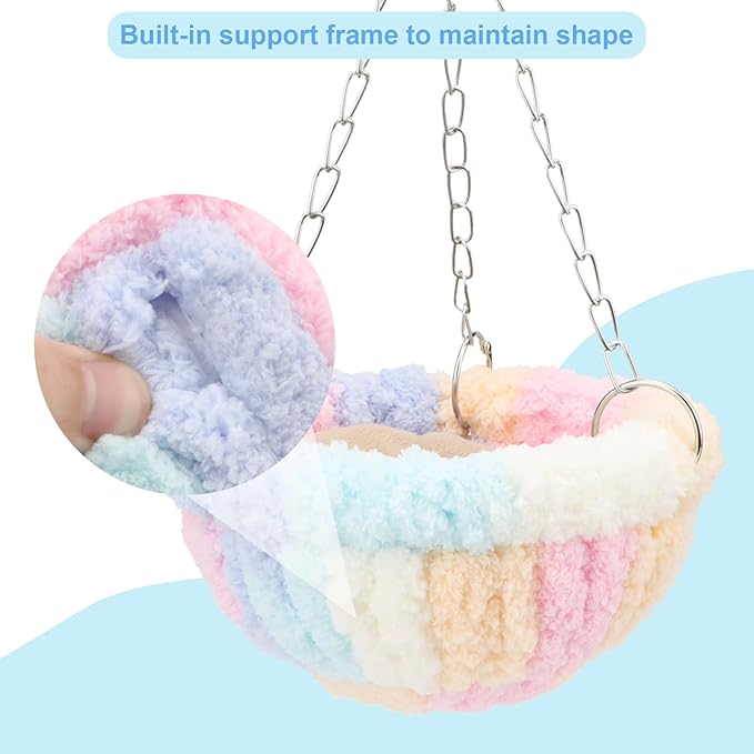 Wontee Bird Nest Bed Parrot Hanging Swing Hammock Bird Cage House for Budgies Parakeets Cockatiels Lovebirds Conures (Multi-Colored)