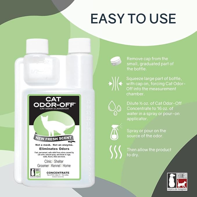 Thornell Cat Odor-Off Fresh Scent Concentrate Pet Smell Odor Eliminator Bundle – Cat Odor Eliminator Concentrate for Pet Urine Odor, Tomcat Spray for Cat Urine Smell, Feces on Carpet & Litter Boxes