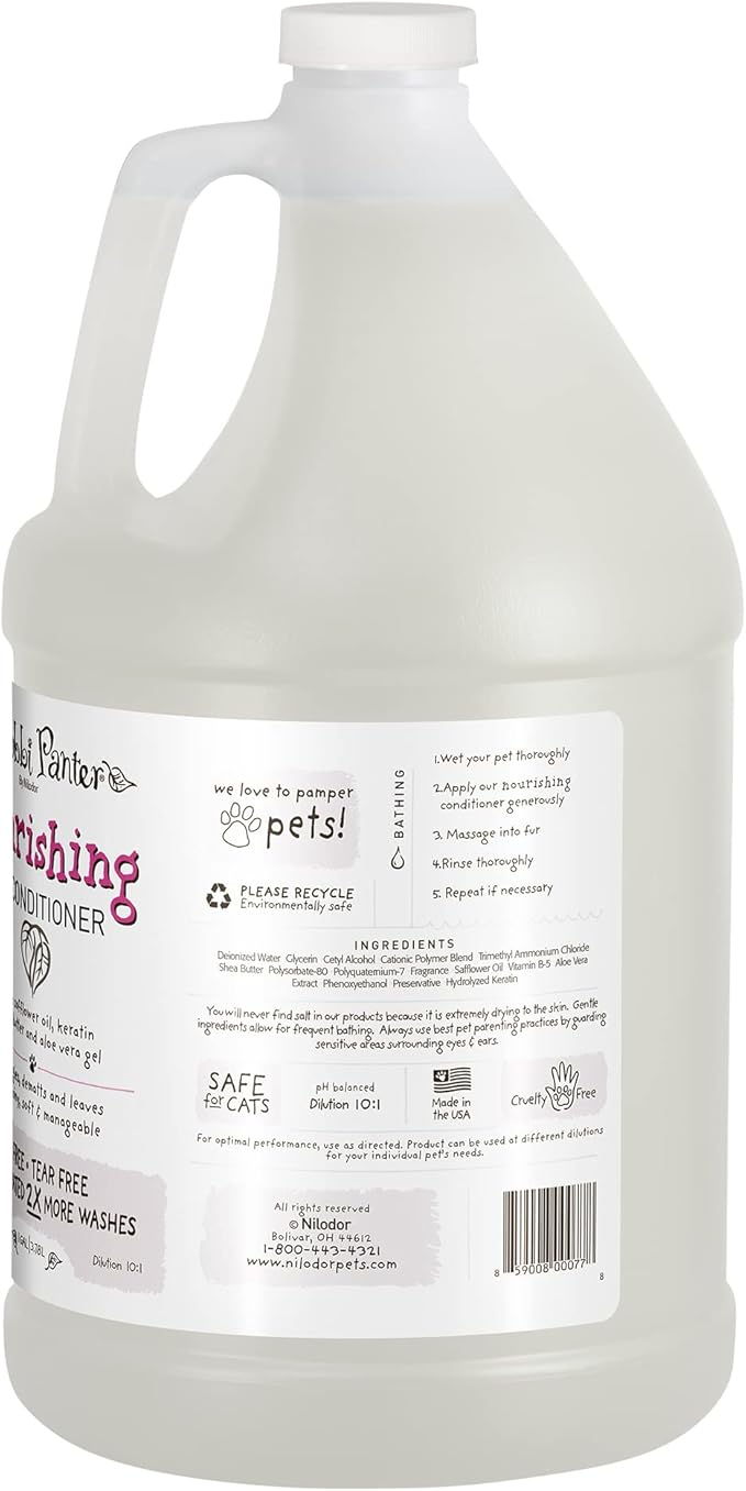 Bobbi Panter Nourishing Dog Conditioner - Detangles & De-Matts with Natural Safflower Oil, Keratin, Shea Butter, Aloe Vera for Fur, Sea Air Scent, 10:1 Concentrate, Made in The USA, 1 Gal.