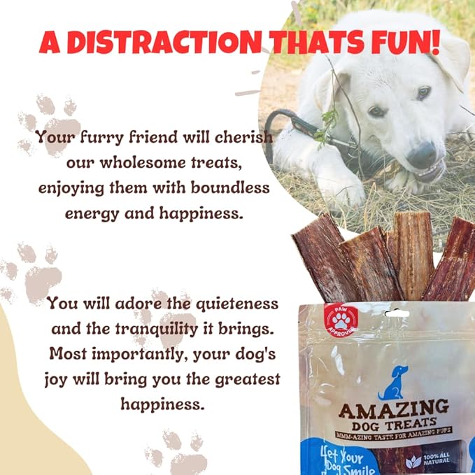 Amazing Dog Treats - Beef Esophagus Jerky for Dogs (5-6 Inch - 50 Pc/Pack) - Gullet Dog Chews