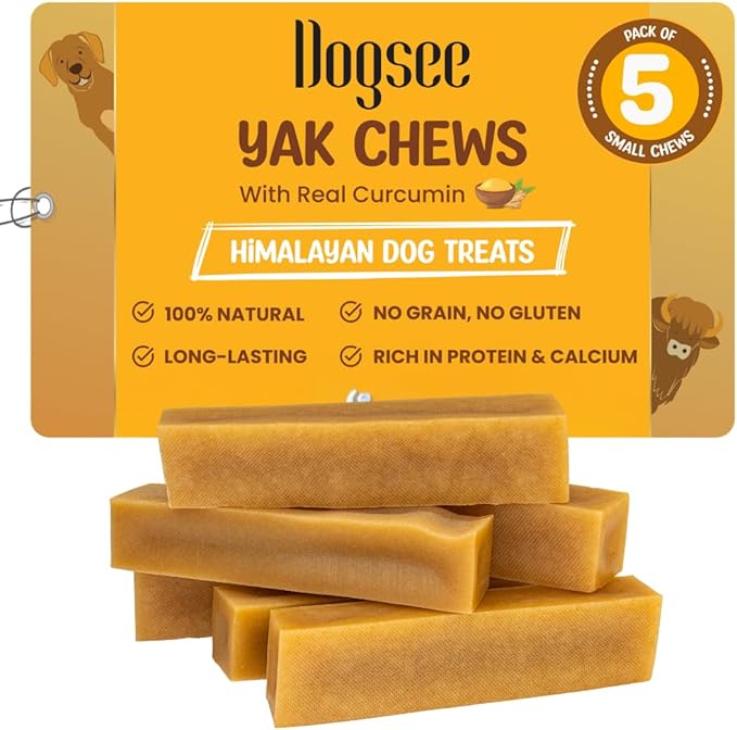 Dogsee Himalayan Yak Chews with Turmeric/Curcumi (Small - 5 Chews)