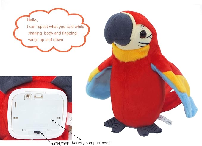 Talking Parrot Plush Toy, Repeat What You Say Funny Kids Stuffed Toys, Birthday Gift Kids Early Learning Animal Toy Electronic Toy