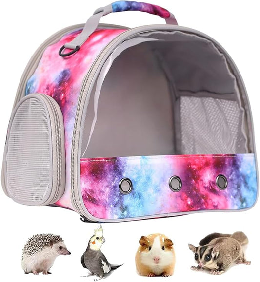 Guinea Pig Carrier Cage for 2, Bearded Dragon Travel Carrier for Small Animal Hamster Birds, Portable with Clear Window Transparent View Vet Bag (Carrier - Pink)