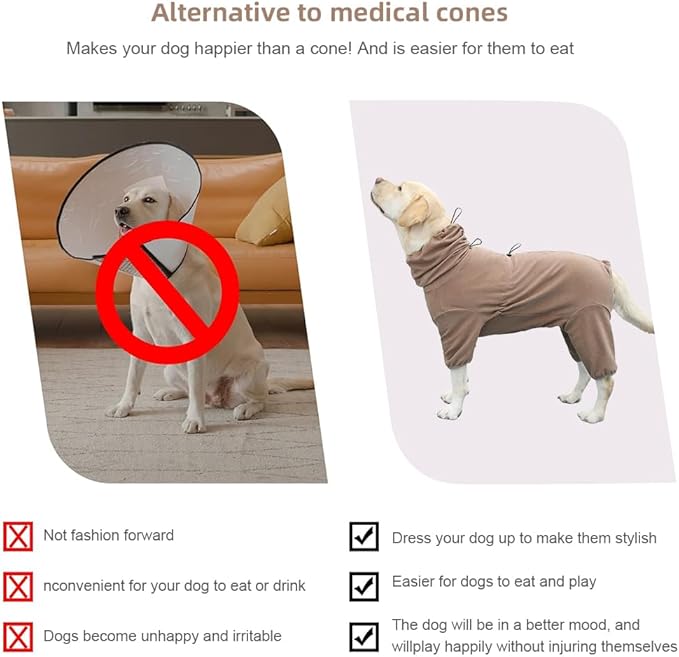 Dog Pajamas for Large Dogs,Extra Large Stretch, Suitable for Adult, Medium-Sized Dogs, Large Pet Jumpsuit Four-Legged Dog Clothes, Pet Clothing. (Coffee Color, 5XL)