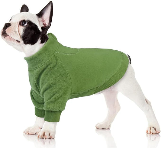 QBLEEV Dog Hoodie for Small Medium Large Dogs, Soft Fleece Pullover Dog Sweatshirt with Zipper, Winter Warm Hooded Sweatshirt Clothes for Daily Wear, Pet Cold Weather Clothing, Green, M