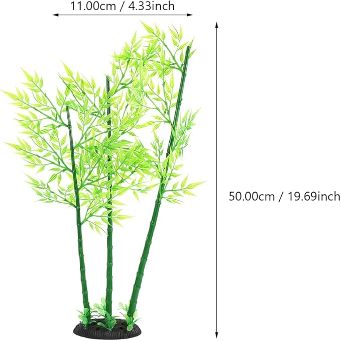 Artificial Aquarium Bamboo Plant: 19.6X4.3X2.5in Fish Tank Aquatic Landscape for Home Decoration