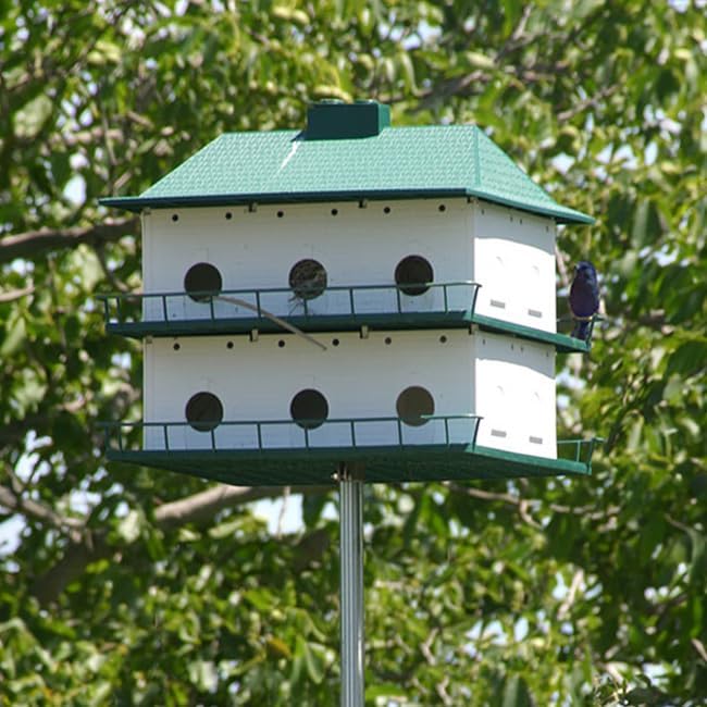 BestNest 12-Room Two-Story Purple Martin House with 2 Decoys – Durable Plastic, Ventilated Design