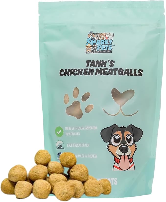 Tank’s Freeze Dried Chicken Meatballs – Cage-Free Chicken, Single-Source Protein, Grain-Free, No Preservatives or Byproducts – Natural Dog Treats for All Breeds – 4 oz Pouch