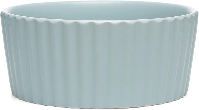 Waggo Ripple Ceramic Dog Bowl for Medium and Large Breeds - Modern with Matte Finish, Heavyweight Durable Pet Food and Water Dish Crock, Dishwasher Safe (Medium, Cloud)
