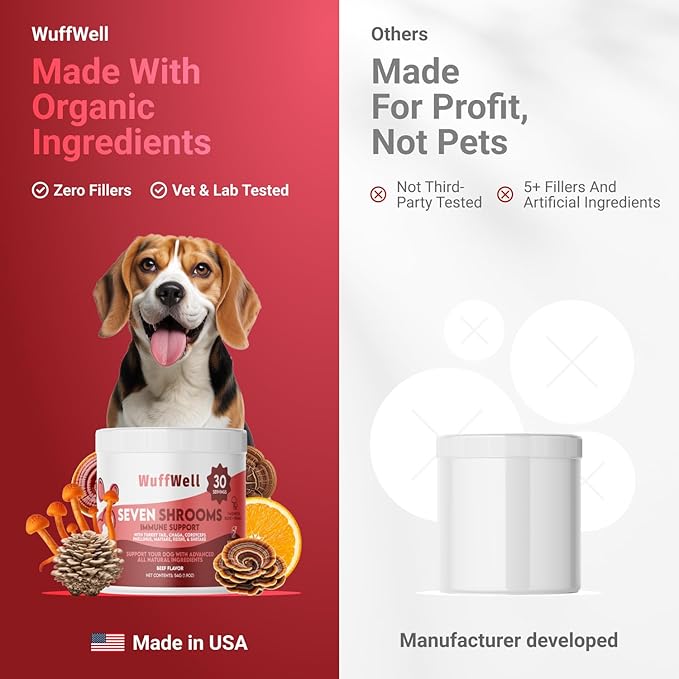Turkey Tail Mushrooms for Dogs – Mushroom Supplement for Dogs Immune Support – Aids Lumps & Bumps – Mushroom Powder for Dog – Vet-Recommended – Dog Mushrooms Powder – Made in USA 1.9Oz