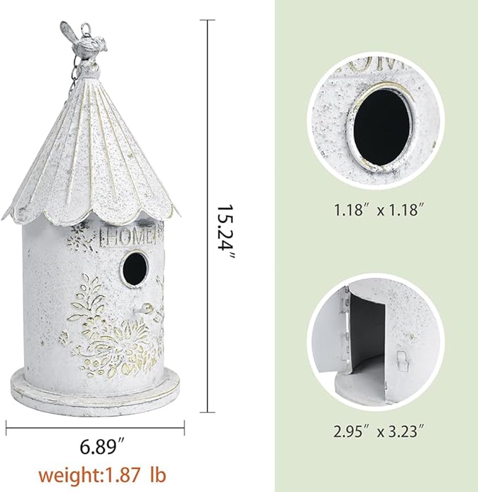 Metal Hanging Birdhouses for Outdoors Bird Houses for Outside Unique Bird Nest for Bluebird Wren Chickadee Sparrow Bird Nest Box for Garden Patio