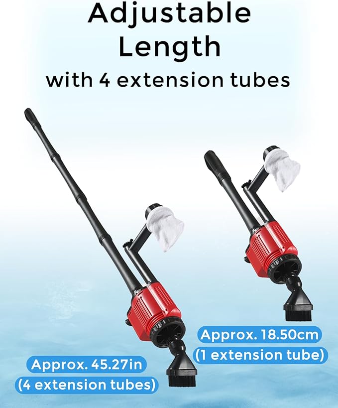 28W Electric Aquarium Vacuum Gravel Cleaner, 6 in 1 Automatic Fish Tank Vacuum Cleaner, 1800L/H Flow, Suction Pollution, Sand Washing, Water Exchange, Oxygenation, Filtration, Rain Shower