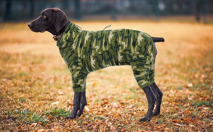 ROZKITCH Dog Winter Coat Soft Fleece Pullover Pajamas, Pet Windproof Warm Cold Weather Jacket Vest with Luminous Zipper, Jumpsuit Apparel Outfit Clothes for Small Medium Large Dog Camo L