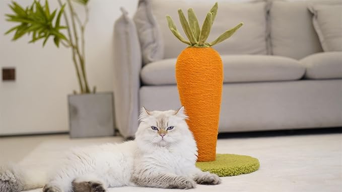 Carrot Cat Scratching Post, 17'' Cute and Fun Sisal Cat Scratcher for Indoor Cats and Kittens