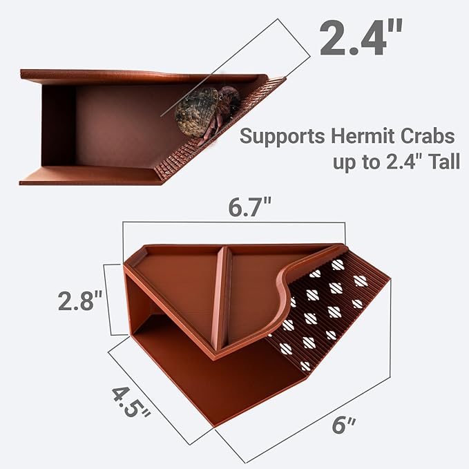 Hermit Crab Cave Hideout with Climbing Tunnel, Hermit Crab Tank Accessories & Climbing Toys, Habitat Decor for Pet Crab (for Crabs up to 2.4in Tall)