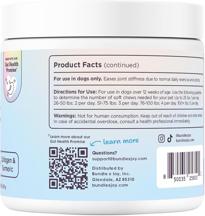 Radiant Hip and Joint Support Supplement for Dogs, 90 Soft Chews, Glucosamine Chondroitin for Dogs with Collagen, Turmeric, MSM, Colostrum, Helps Support Mobility and Flexibility