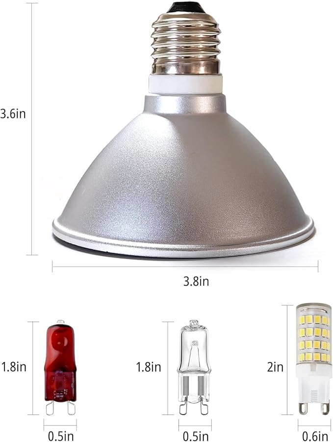 Reptile Heat Lamp Fixture 50W,Dome Reptile Light Fixture with 5PCS Halogen Heat Bulb,G9 UVA Basking Lamp E26 Lamp Socket for Turtle,Gecko,Lizard,Snake,Tortoise,Bearded Dragon,Frog