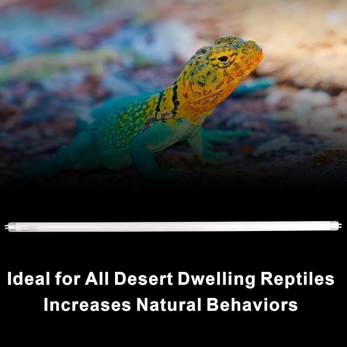 Aiicioo T5 HO Reptile UVB Light - Desert UVA UVB 5.0 Fluorescent Lamp 22" Tube Lighting High Output for Lizard Bearded Dragon Turtles Chameleon 24W 2Pack