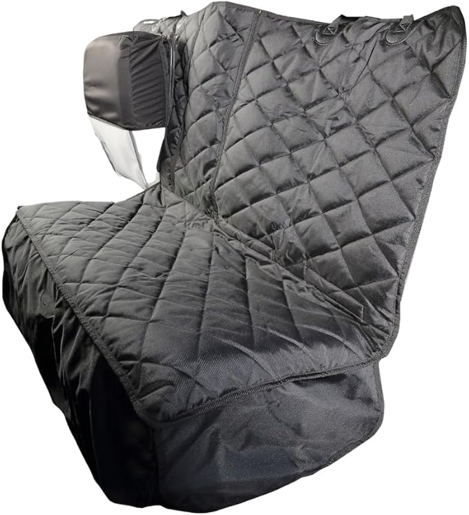 4Knines Bench Seat Covers for Trucks with Dog Hammock & Split-Tech - Rear Seat Protector for Dogs Fits Full Size Crew Cab with Split Bench Seats - Waterproof Dog Seat Cover (Passenger Side, Black)