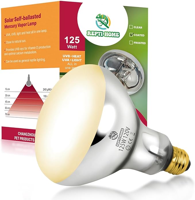 125W UVA UVB Vapor Reptile Heat Lamp, High Intensity Self-Ballasted UVB Basking Lamp Bulb,Full Spectrum Sun Light for Reptiles and Amphibians