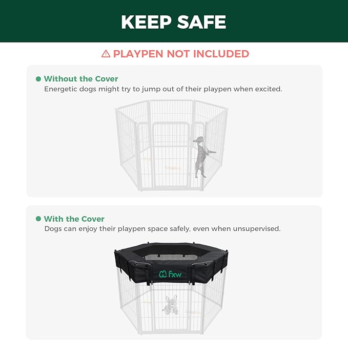 (Not Suitable for Other Brands) FXW Exclusive Mesh Top Cover, Only Fits FXW Rollick/Homeplus 27.3" W x 32" H/40 H/45 H 6-Panel Playpen (Playpen not Included), Hexagon│Patent Pending