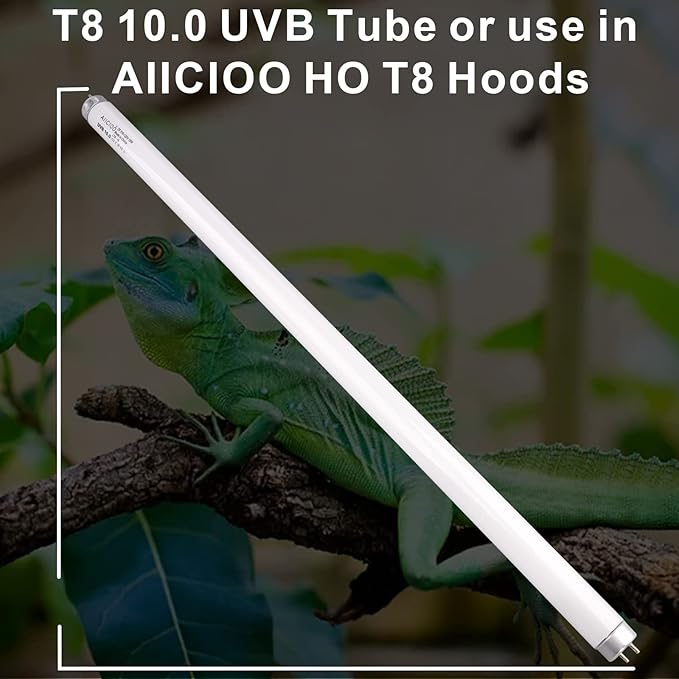 Aiicioo T8 UVB Reptile Light - 10.0 Reptile Fluorescent Light Bearded Dragon Desert UVB Bulb 24 inch 18 watt for Reptile Turtles Chameleon Tortoises Lizard