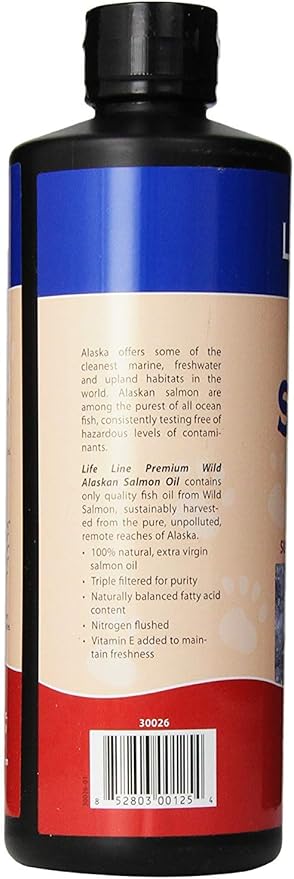 Life Line Wild Alaskan Salmon Oil Omega-3 Supplement for Dogs and Cats | DHA & EPA for Healthy Skin, Coat, Brain & Heart – 26 oz
