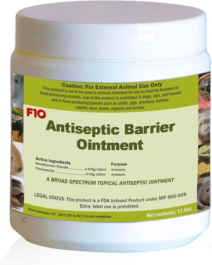 F10 Antiseptic Barrier Ointment for Reptiles, Birds, Small Animals & Exotic Animals, Natural Wound Healing Ointment for Pet, Relieves Pain & Prevents Infection - 500g