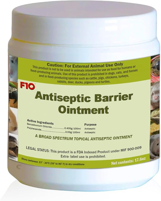 F10 Antiseptic Barrier Ointment for Reptiles, Birds, Small Animals & Exotic Animals, Natural Wound Healing Ointment for Pet, Relieves Pain & Prevents Infection - 500g