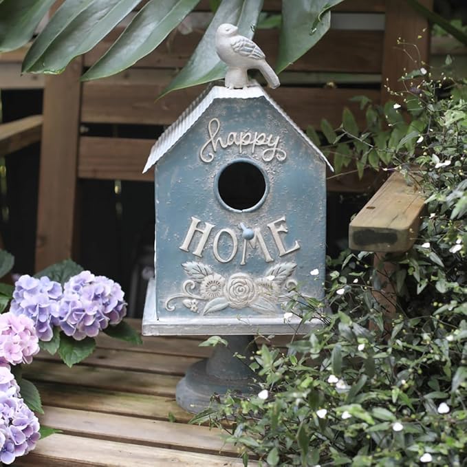 Vintage Rustic Bird Houses for Outside Metal Retro Bird Nest Box for Bluebird Wren Chickadee Hummingbird Sparrow Garden Patio Outdoors Unique Distressed Decoration Birdhouses