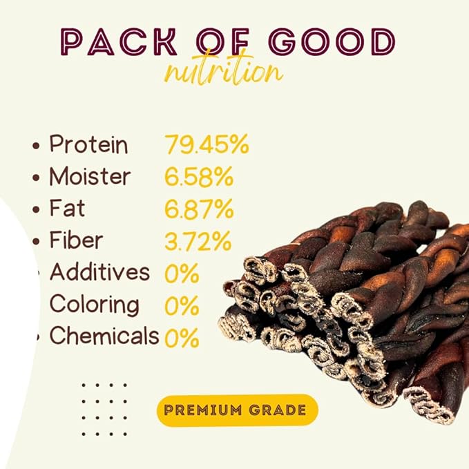Woofley's 6 Inch Braided Collagen Sticks for Dogs - (50 Count) Bully Stick Rawhide Alternative Dog Chews No Hide Bones for Medium & Large Dogs