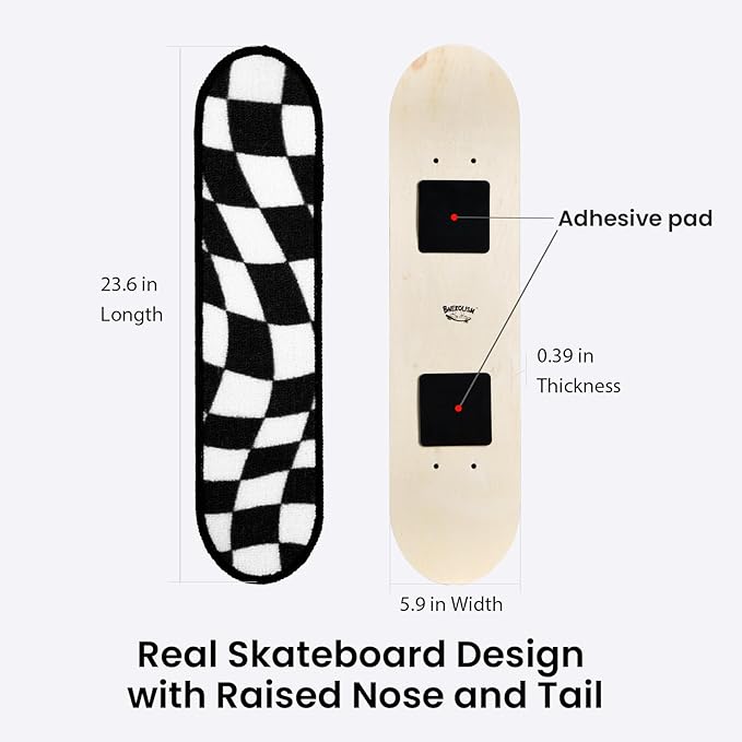 Wall Mounted Cat Scratching Board Skateboard Style (24"x6") - Reusable Wooden Board + Replaceable Cat Scratcher Map with Mounted Setup