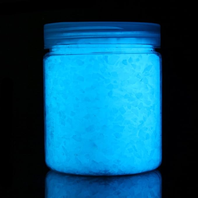 Shiny Stone Glow in The Dark Gravel Stones Rocks, Aquarium Gravel, Glow Rocks Stones,Decorative Rocks for Fish Tank Aquarium Garden Planter Landscape Decoration,280g/10oz (3-5mm, Sky Blue)