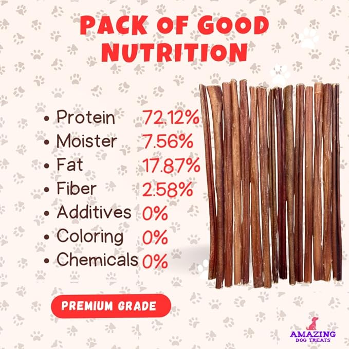 Amazing Dog Treats - Bully Sticks for Small Dogs (12 Inch Small- 30 Count) - Premium Thin Junior Bully Sticks for Dogs